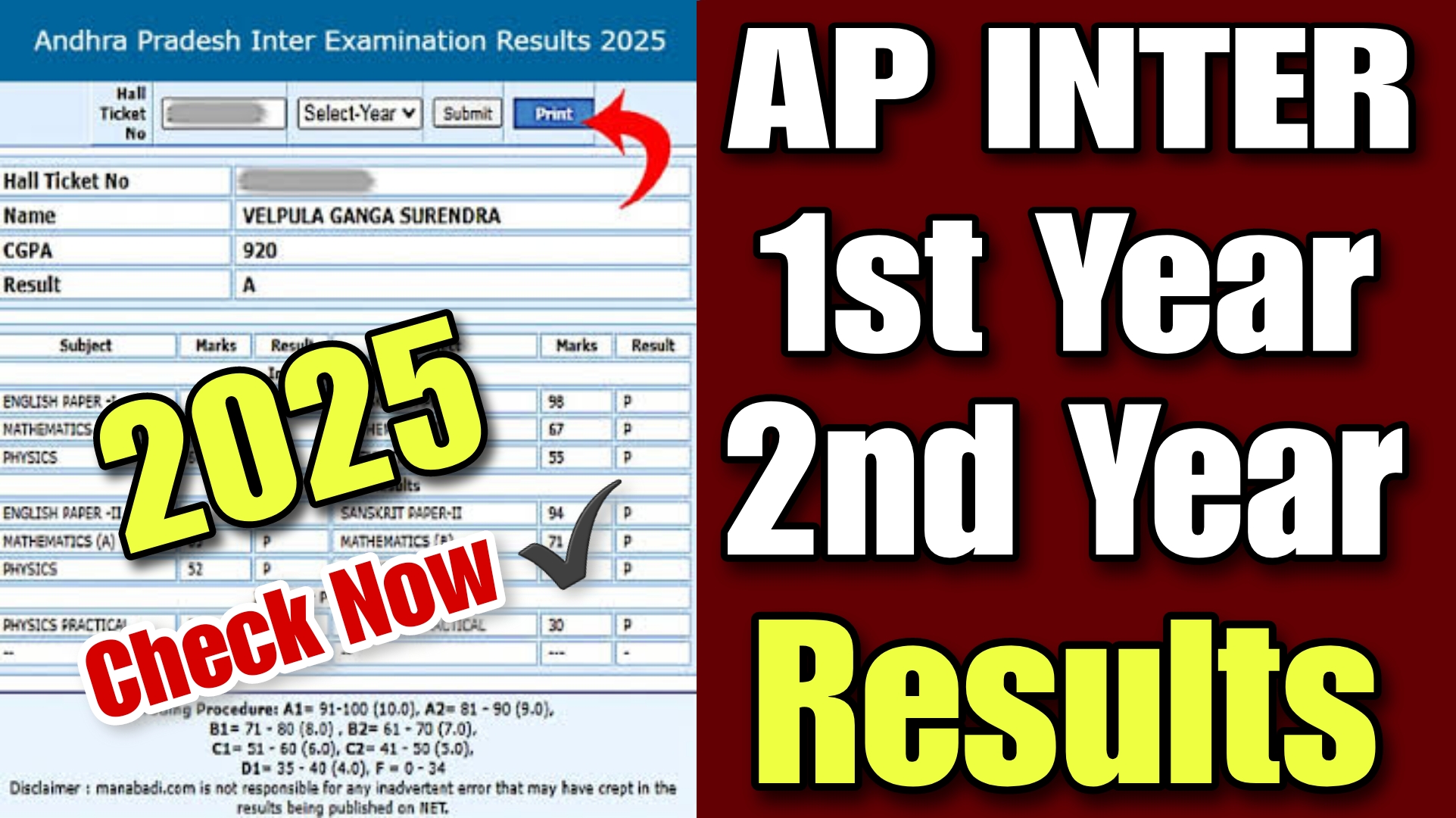 AP Intermediate Results Check Now 2025 | Inter Results Link 2025
